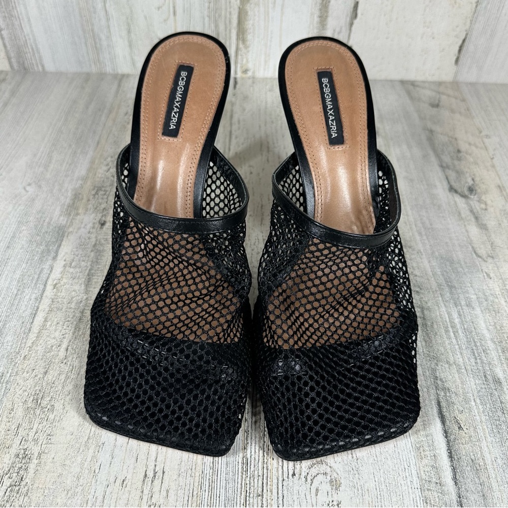 BCBGMaxAzria Black Mesh Slip-On Heels - Picture 2 of 8